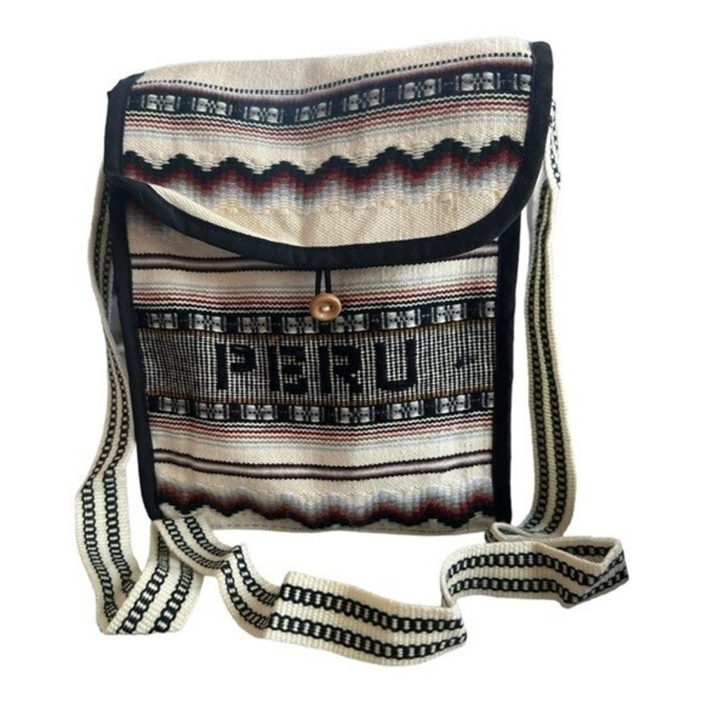Peru Andean Wool Canvas Crossbody Shoulder Bag Unisex Handmade NWOT - Picture 2 of 4